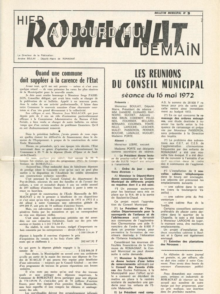 Bulletin municipal n°3 – 1972