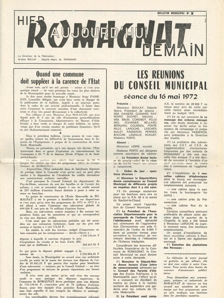 Bulletin municipal n°3 – 1972