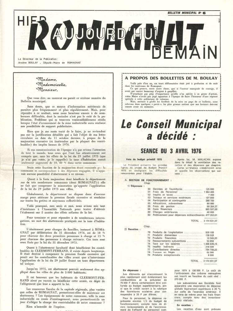 Bulletin municipal n°6 – 1976