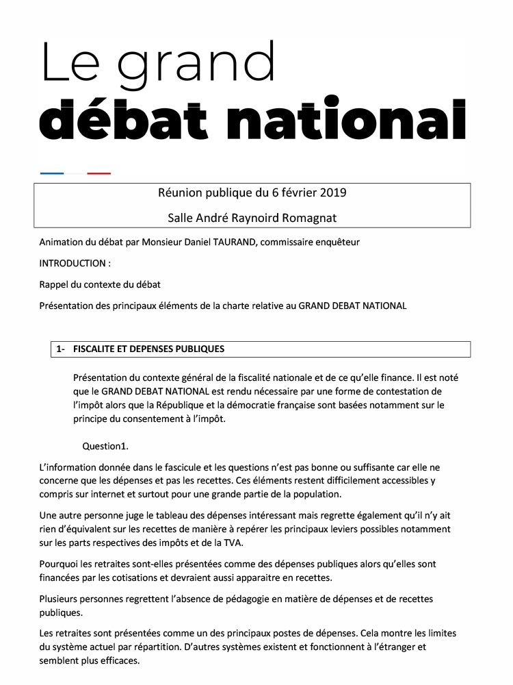 Grand débat national – reunion du 6 février